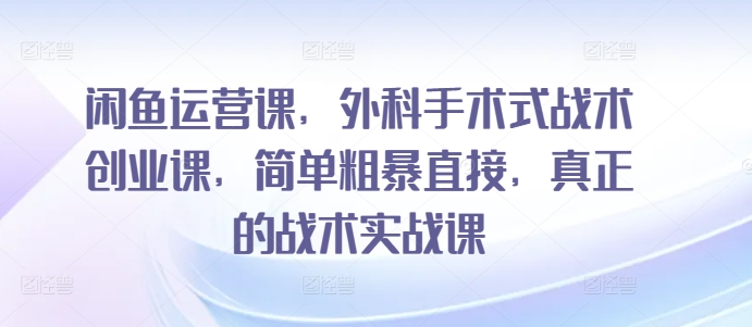 闲鱼运营课,外科手术式战术创业课,简单粗暴直接,真正的战术实战课-一起网赚吧