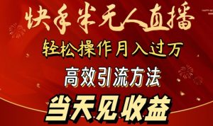 2024快手半无人直播，简单操作月入1W+ 高效引流当天见收益【揭秘】-一起网赚吧