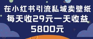 在小红书引流私域卖壁纸每张29元单日最高卖出200张(0-1搭建教程)【揭秘】-一起网赚吧