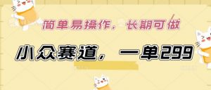 小众赛道,一单299.简单易操作,长期可做【揭秘】-一起网赚吧