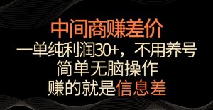 中间商赚差价，一单纯利润30+，简单无脑操作，赚的就是信息差，轻轻松松日入1000+【揭秘】-一起网赚吧