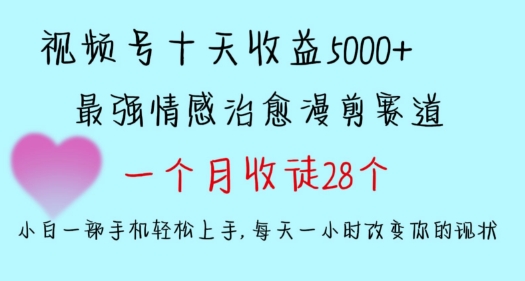 十天收益5000+，多平台捞金，视频号情感治愈漫剪，一个月收徒28个，小白一部手机轻松上手【揭秘】-一起网赚吧