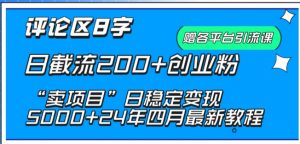 抖音评论区8字日截流200+创业粉 “卖项目”日稳定变现5000+【揭秘】-一起网赚吧