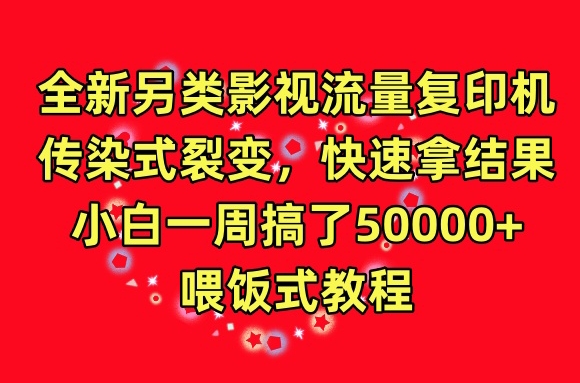 全新另类影视流量复印机，传染式裂变，快速拿结果，小白一周搞了50000+，喂饭式教程【揭秘】-一起网赚吧