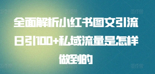 全面解析小红书图文引流日引100+私域流量是怎样做到的【揭秘】-一起网赚吧