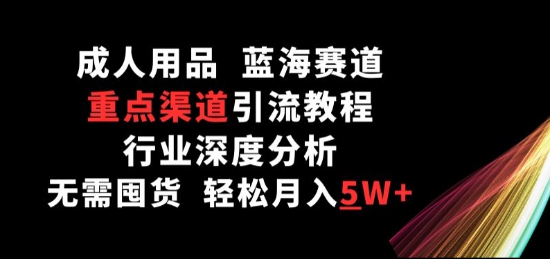 成人用品，蓝海赛道，重点渠道引流教程，行业深度分析，无需囤货，轻松月入5W+【揭秘】-一起网赚吧