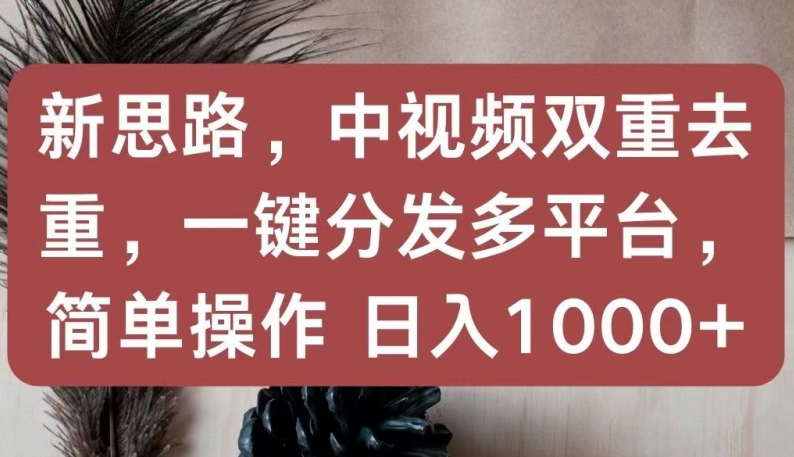 新思路，中视频双重去重，一键分发多平台，简单操作，日入1000+【揭秘】-一起网赚吧
