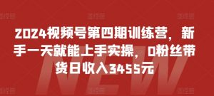 2024视频号第四期训练营，新手一天就能上手实操，0粉丝带货日收入3455元-一起网赚吧