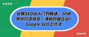 谷歌SEO从入门到精通，30讲带你打造排名，清晰的独立站+Google SEO工作流-一起网赚吧