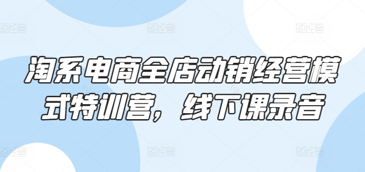淘系电商全店动销经营模式特训营，线下课录音-一起网赚吧
