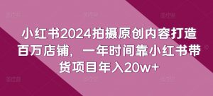 小红书2024拍摄原创内容打造百万店铺，一年时间靠小红书带货项目年入20w+-一起网赚吧