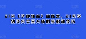 21天《子弹秘密》训练营，21天学到顶尖文案大师的策略和技巧-一起网赚吧