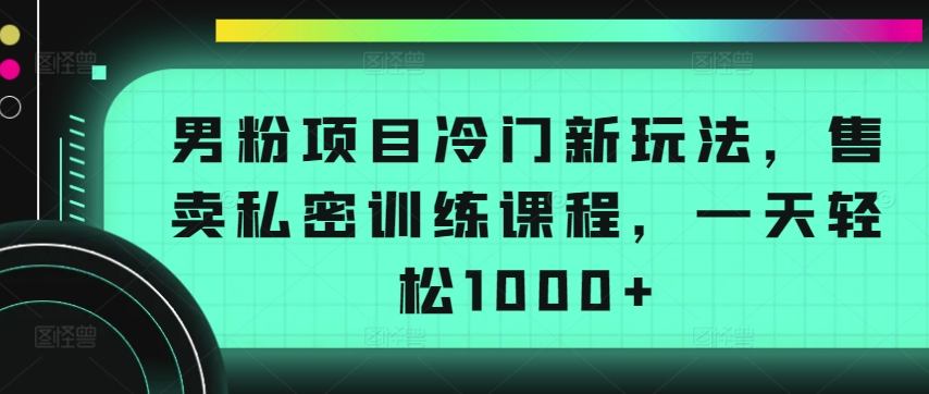 男粉项目冷门新玩法，售卖私密训练课程，一天轻松1000+【揭秘】-一起网赚吧