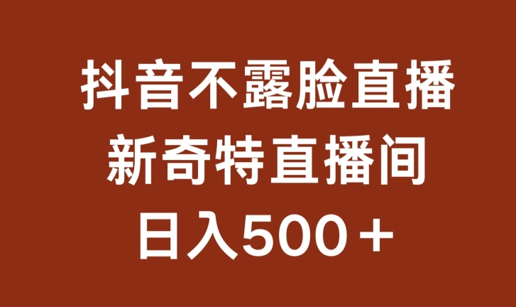 不露脸挂机直播，新奇特直播间，日入500+【揭秘】-一起网赚吧
