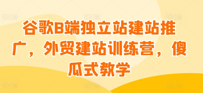 谷歌B端独立站建站推广，外贸建站训练营，傻瓜式教学-一起网赚吧