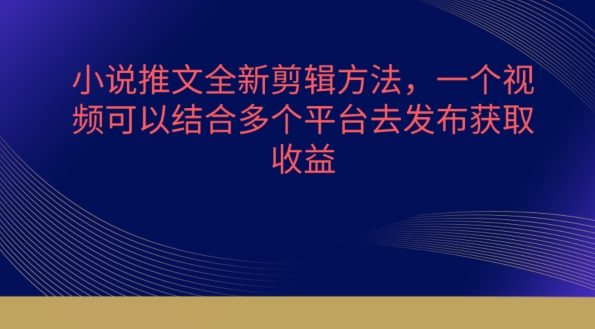 小说推文全新剪辑方法，一个视频可以结合多个平台去发布获取【揭秘】-一起网赚吧