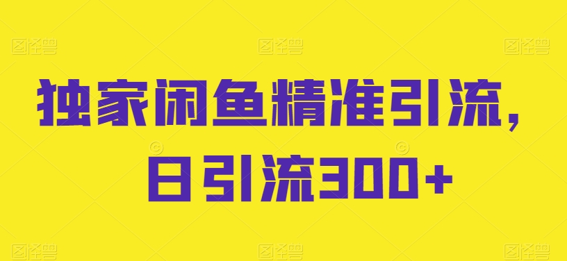 独家闲鱼精准引流，日引流300+【揭秘】-一起网赚吧
