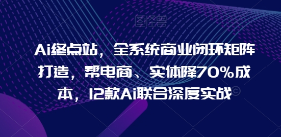 Ai终点站,全系统商业闭环矩阵打造,帮电商、实体降70%成本,12款Ai联合深度实战-一起网赚吧