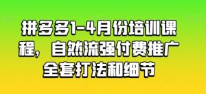 拼多多1-4月份培训课程，自然流强付费推广全套打法和细节-一起网赚吧
