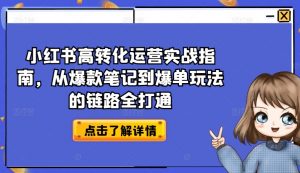 小红书高转化运营实战指南，从爆款笔记到爆单玩法的链路全打通-一起网赚吧