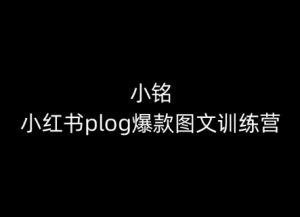 小铭-小红书plog爆款图文训练营，教你从0-1做小红书-一起网赚吧