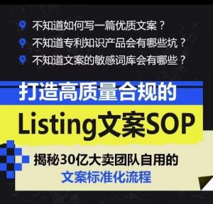 打造高质量合规的Listing文案SOP，掌握亚马逊文案工作的标准化-一起网赚吧
