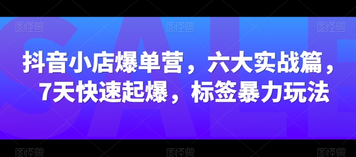 抖音小店爆单营，六大实战篇，7天快速起爆，标签暴力玩法-一起网赚吧