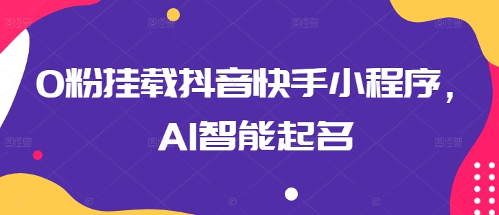 0粉挂载抖音快手小程序，AI智能起名-一起网赚吧