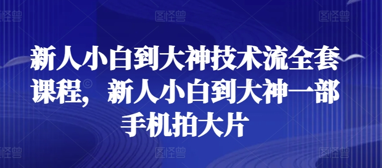 新人小白到大神技术流全套课程，新人小白到大神一部手机拍大片-一起网赚吧