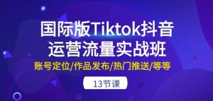 国际版Tiktok抖音运营流量实战班：账号定位/作品发布/热门推送/等等-13节-一起网赚吧