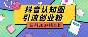 外面收费3980抖音认知圈引流创业粉玩法日引200+精准粉【揭秘】-一起网赚吧