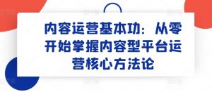 内容运营基本功：从零开始掌握内容型平台运营核心方法论-一起网赚吧