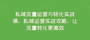 私域流量运营与转化实战课，私域运营实战攻略，让流量转化更高效-一起网赚吧