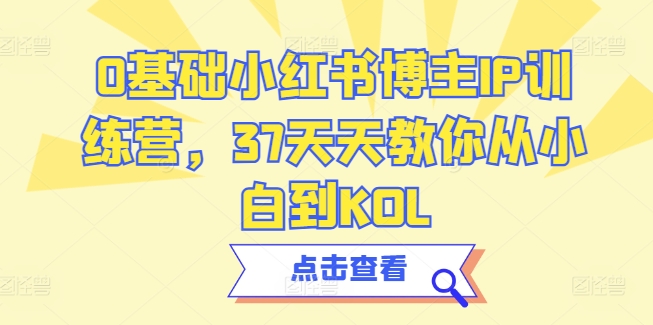 0基础小红书博主IP训练营，37天天教你从小白到KOL-一起网赚吧