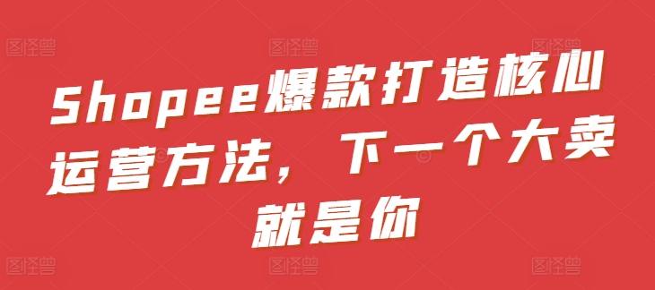 Shopee爆款打造核心运营方法，下一个大卖就是你-一起网赚吧