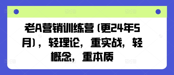 老A营销训练营(更24年5月)，轻理论，重实战，轻概念，重本质-一起网赚吧
