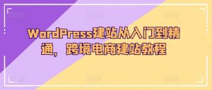 WordPress建站从入门到精通，跨境电商建站教程-一起网赚吧