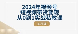 2024年视频号短视频带货变现从0到1实战私教课(31节视频课)-一起网赚吧