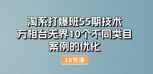 淘系打爆班55期技术：万相台无界10个不同类目案例的优化(10节)-一起网赚吧