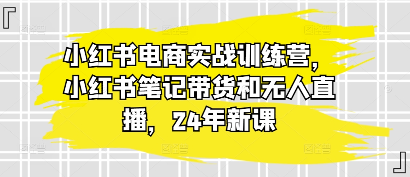 小红书电商实战训练营，小红书笔记带货和无人直播，24年新课-一起网赚吧