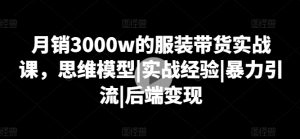 月销3000w的服装带货实战课，思维模型|实战经验|暴力引流|后端变现-一起网赚吧