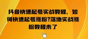 抖音快速起号实战教程,如何快速起号涨粉?落地实战涨粉教程来了-一起网赚吧