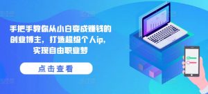 手把手教你从小白变成赚钱的创业博主，打造超级个人ip，实现自由职业梦-一起网赚吧