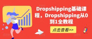 Dropshipping基础课程，Dropshipping从0到1全教程-一起网赚吧