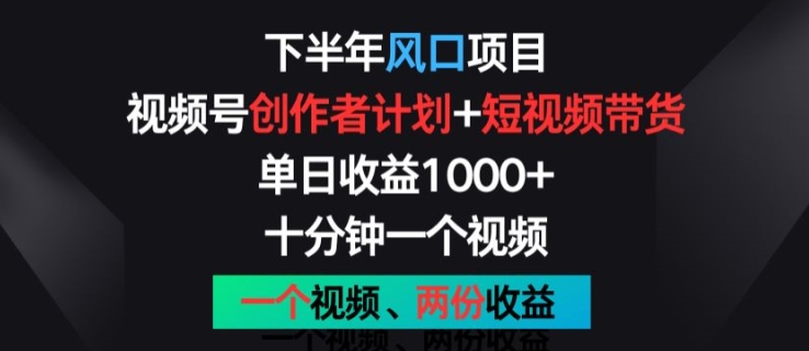 下半年风口项目，视频号创作者计划+视频带货，一个视频两份收益，十分钟一个视频【揭秘】-一起网赚吧