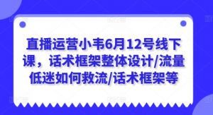 直播运营小韦6月12号线下课，话术框架整体设计/流量低迷如何救流/话术框架等-一起网赚吧