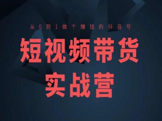 短视频带货实战营(高阶课)，从0到1做个赚钱的抖音号-一起网赚吧