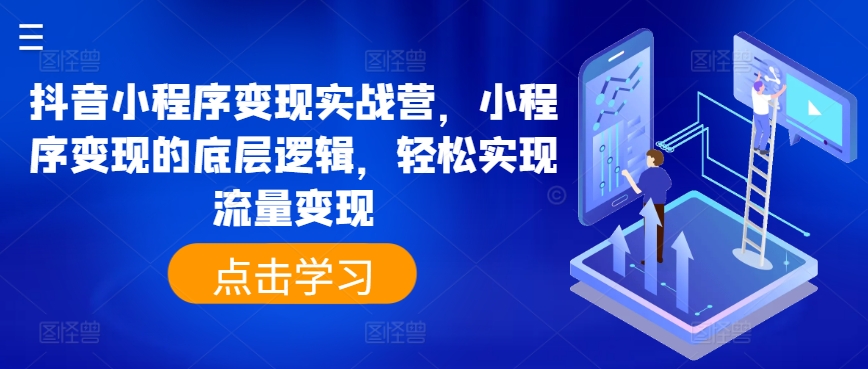 抖音小程序变现实战营，小程序变现的底层逻辑，轻松实现流量变现-一起网赚吧