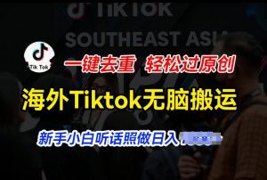 海外Tiktok短视频无脑搬运,一键去重轻松过原创,新手小白听话照做日入几张【揭秘】-一起网赚吧