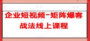 企业短视频-矩阵爆客战法线上课程-一起网赚吧